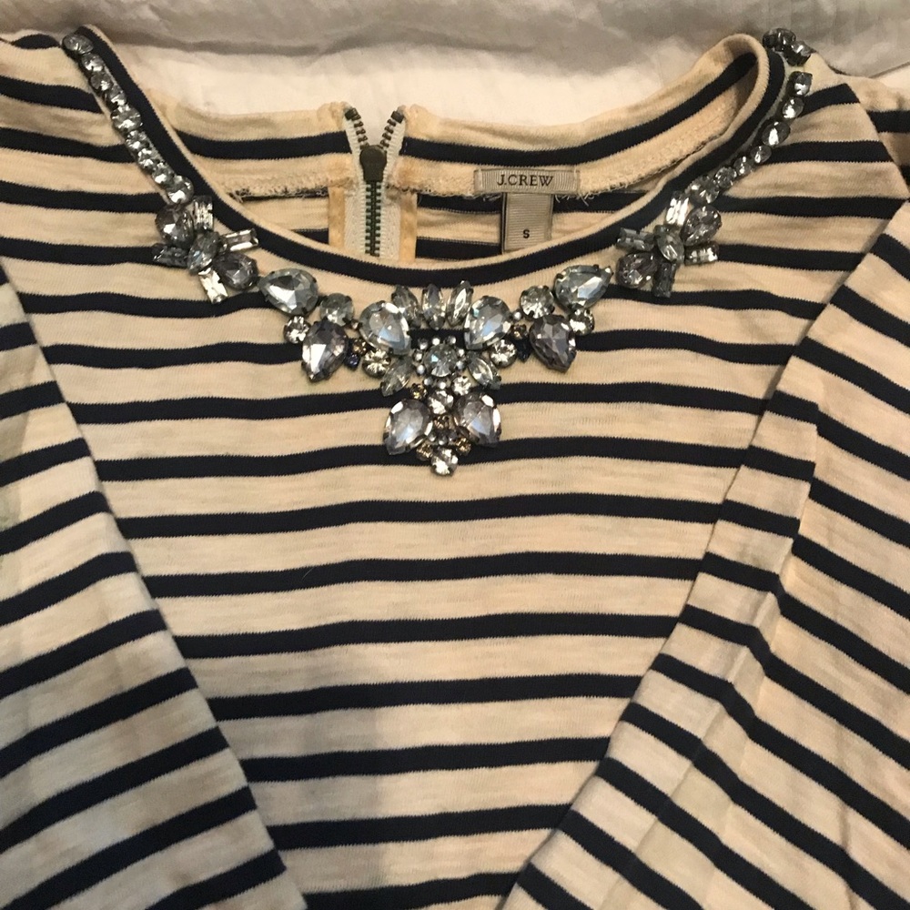 J. crew navy and cream striped 3/4 sleeve top